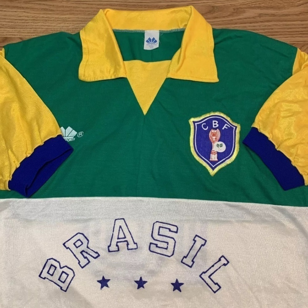 Vintage 80s CBF Brasil Brazil #10 Dias Sports Soccer Jersey Size GG/Large - Picture 9 of 10